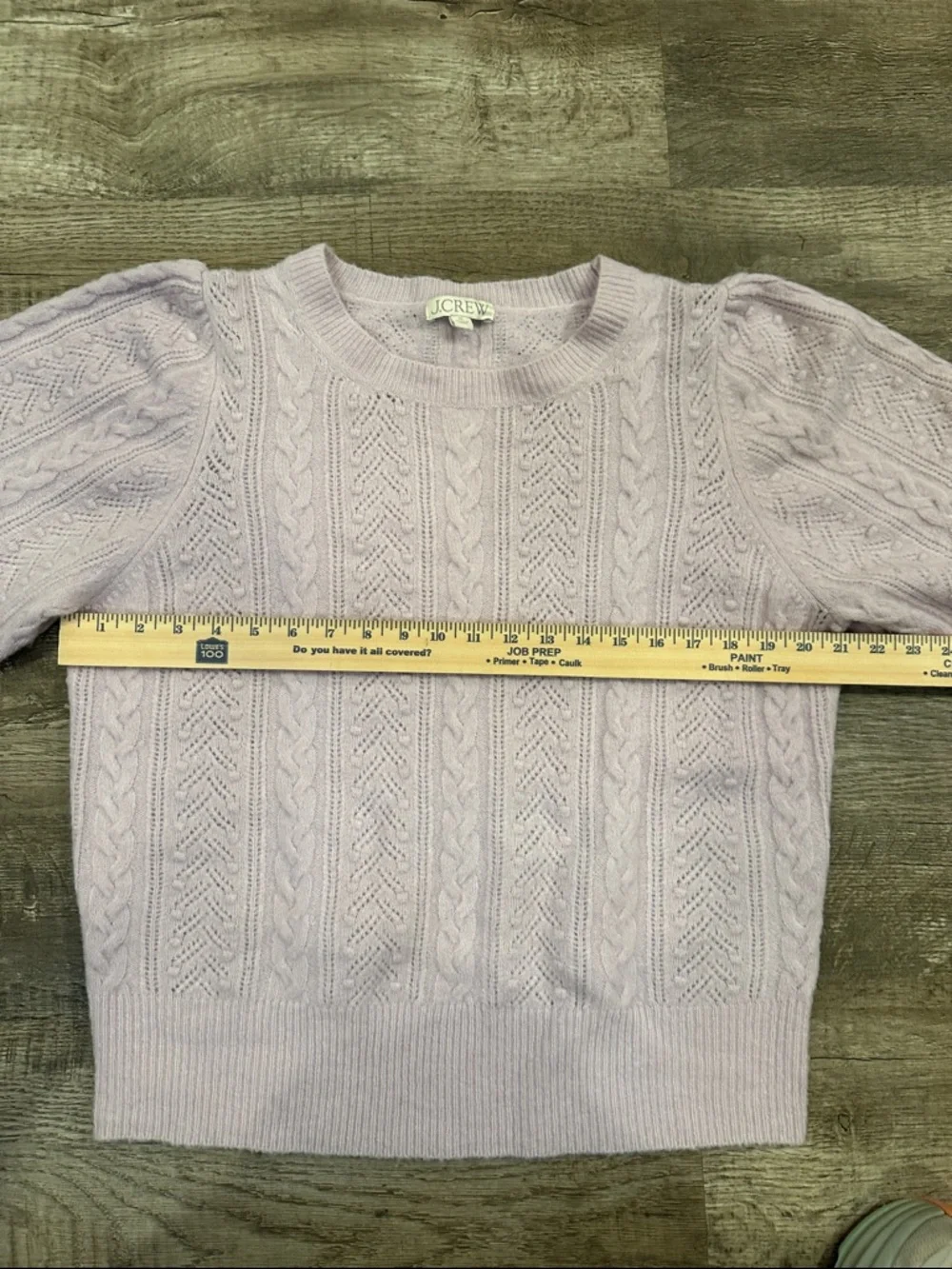 J. Crew Light Lavender Cable-Knit Puff-Sleeve Sweater‎ XL